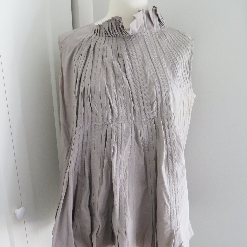 MARNI  Sleeveless Ruched Sleeveless Cotton Top in Taupe Sz 42